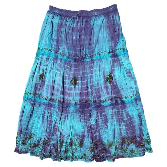Vintage Raiment Fashions Skirt Free Size Tie Dye Boho India Cotton 80s 90s - Picture 2 of 3